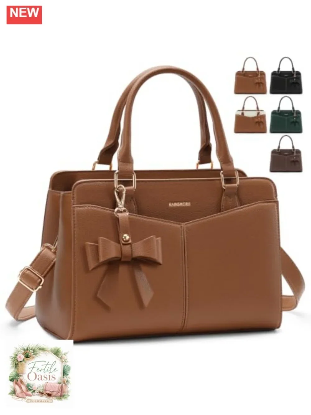 PU Leather Satchel Purse Women Structured Work Handbag Fits iPad Top Handle
